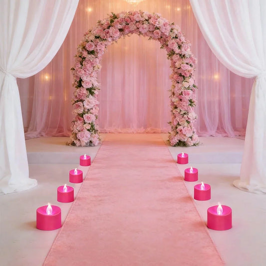 Pink LED Flameless Candle Tealights 100 Pack × 18 Flameless Candle