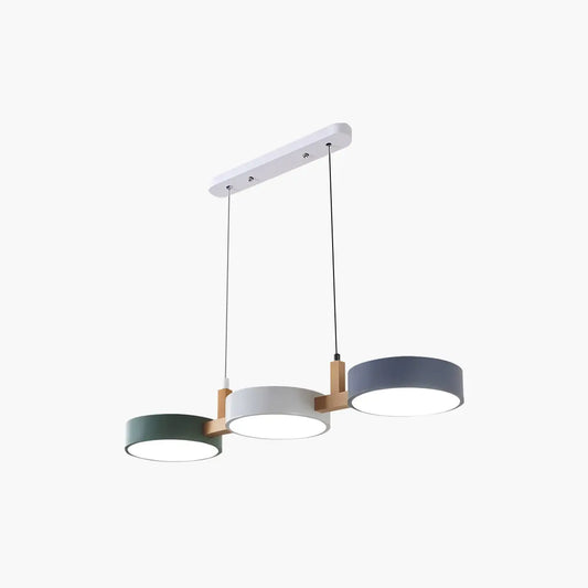 Rangeen Disc Splicing Wood Pendant Light for Dining Room