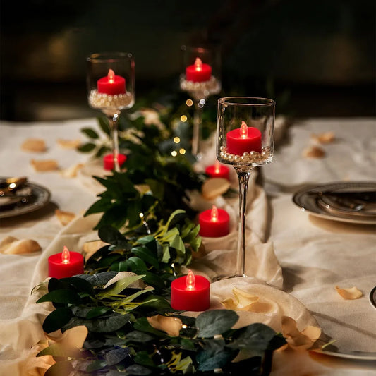 Red LED Flameless Candle Tealights 100 Pack × 18 Flameless Candle
