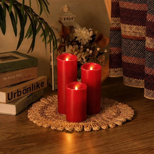 Red LED Flameless Paraffin Candle 9 Pack × 8 Flameless Candle