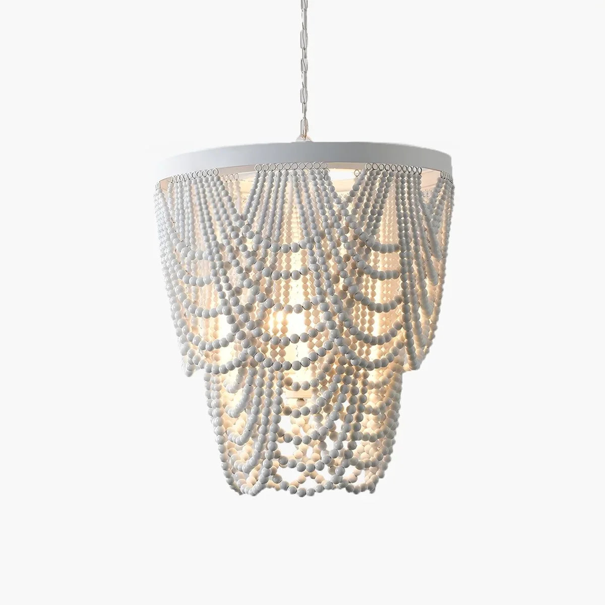 Retro Wooden Bead Chandelier for Dining Room