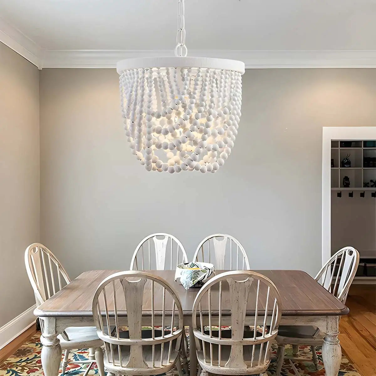 Retro Wooden Bead Chandelier for Dining Room – detail 13