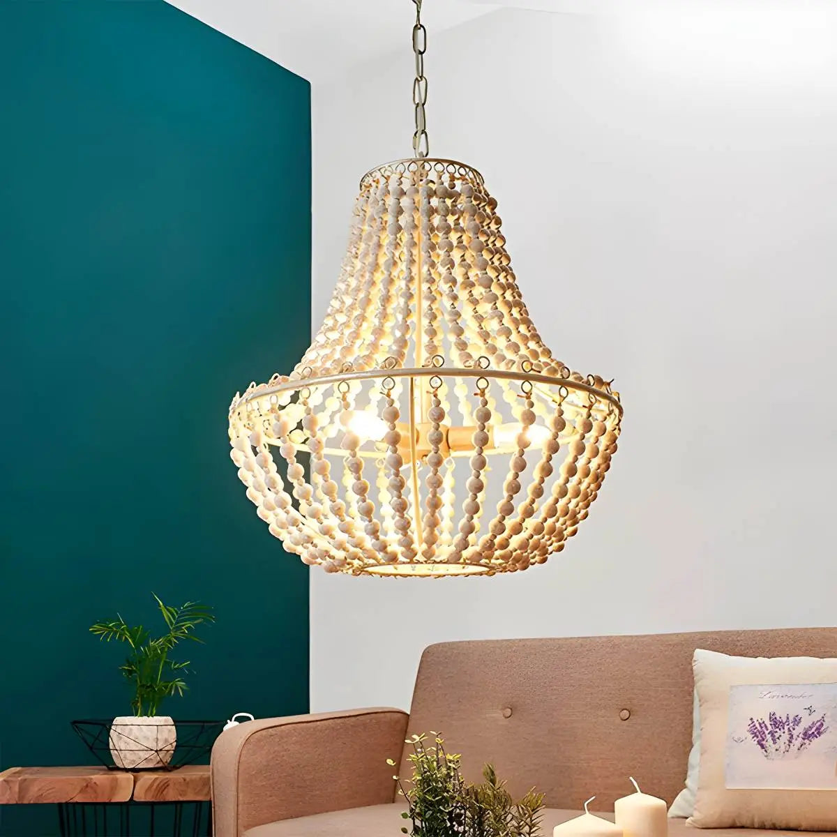 Retro Wooden Bead Chandelier for Dining Room – detail 16