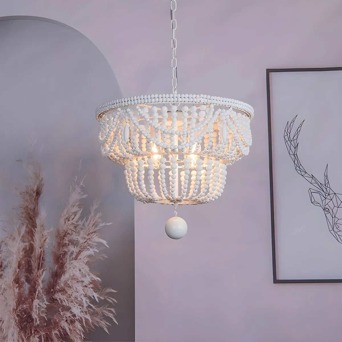 Retro Wooden Bead Chandelier for Dining Room – detail 18