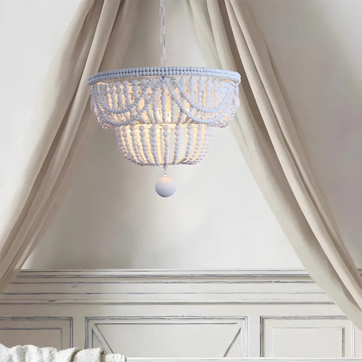 Retro Wooden Bead Chandelier for Dining Room – detail 19