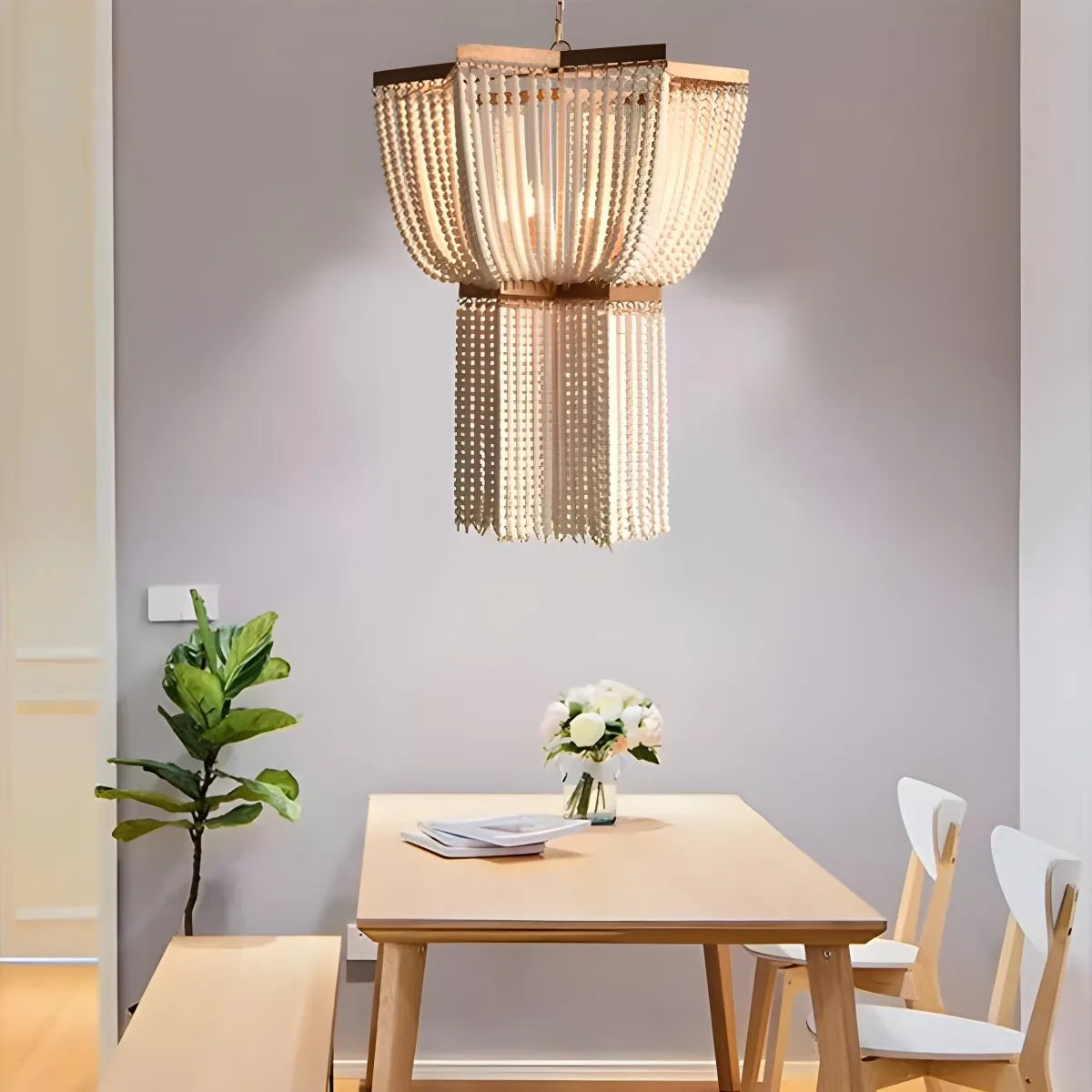 Retro Wooden Bead Chandelier for Dining Room – detail 26