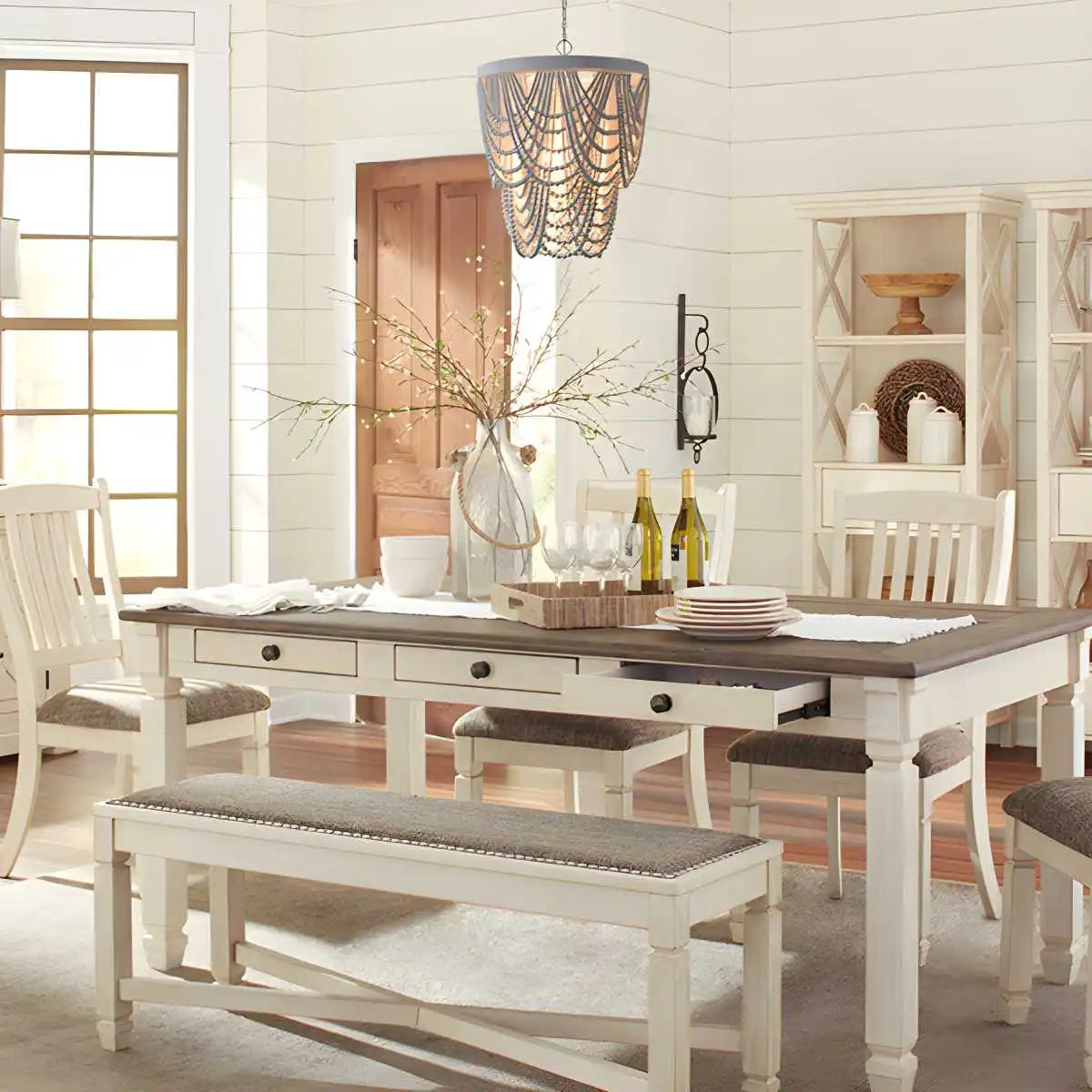 Retro Wooden Bead Chandelier for Dining Room – detail 4