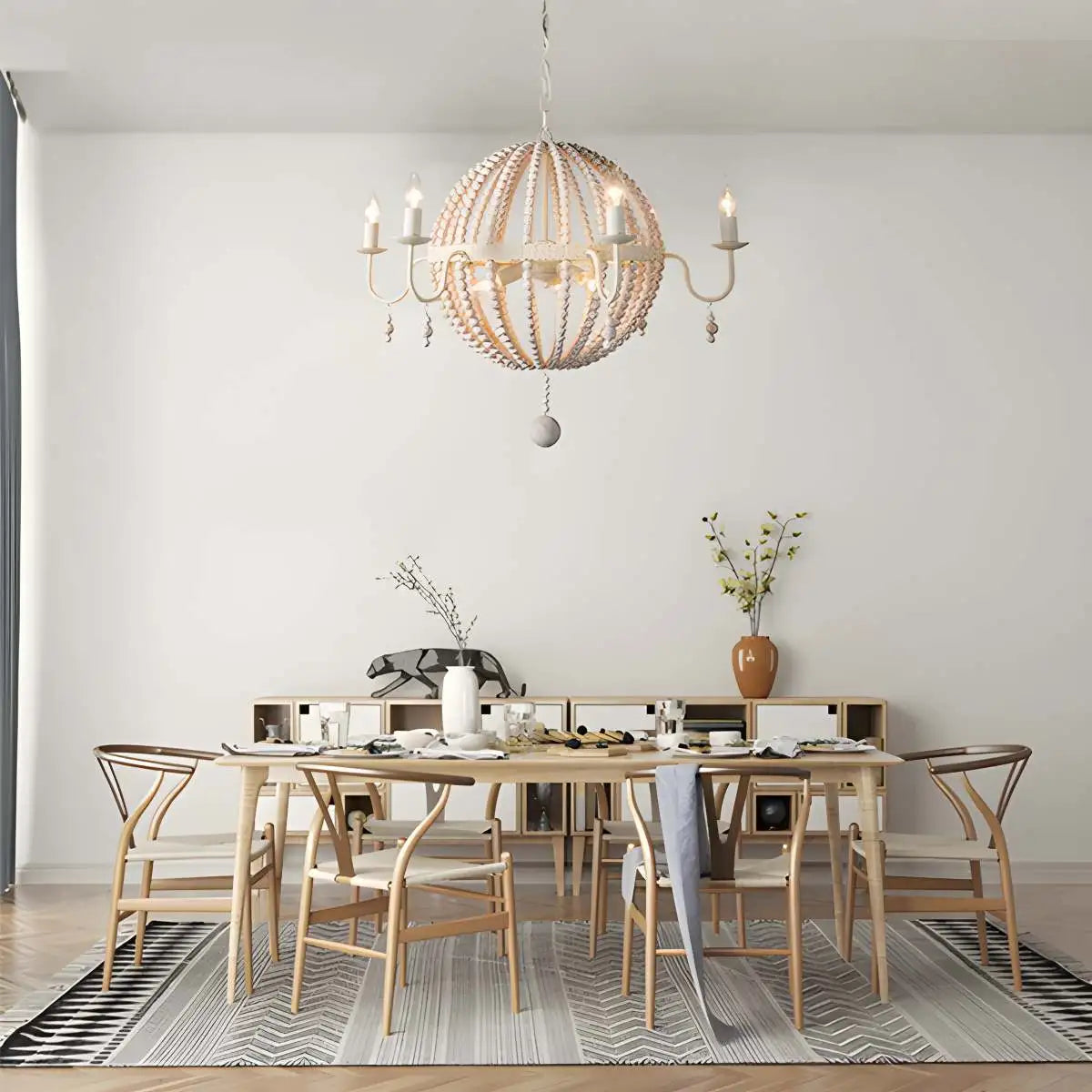 Retro Wooden Bead Chandelier for Dining Room – detail 41