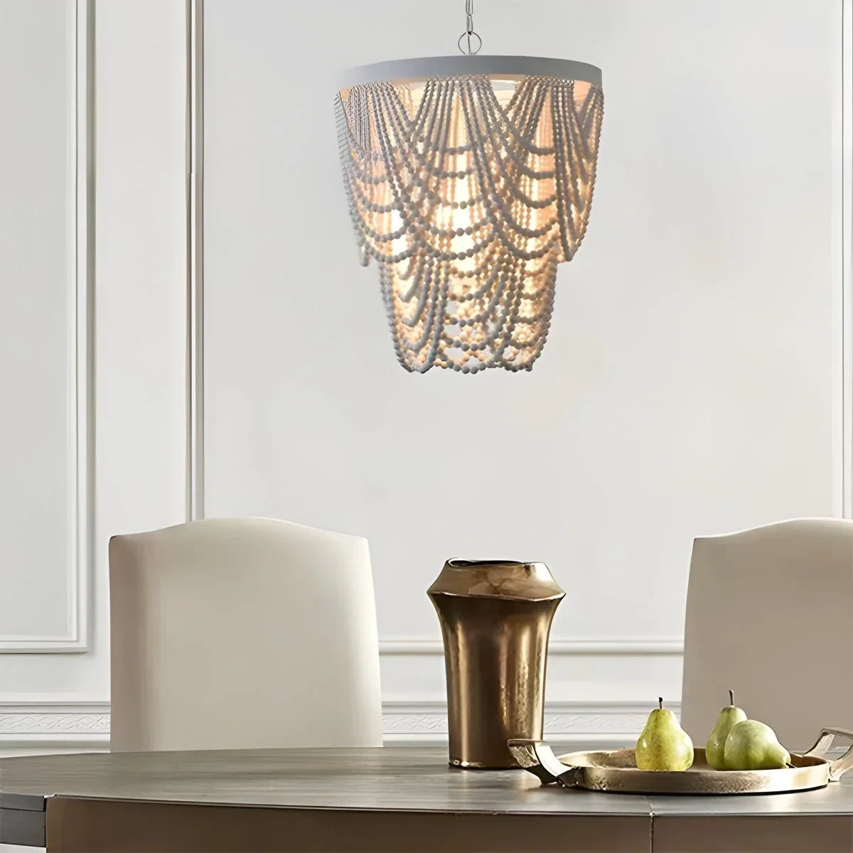 Retro Wooden Bead Chandelier for Dining Room – detail 2