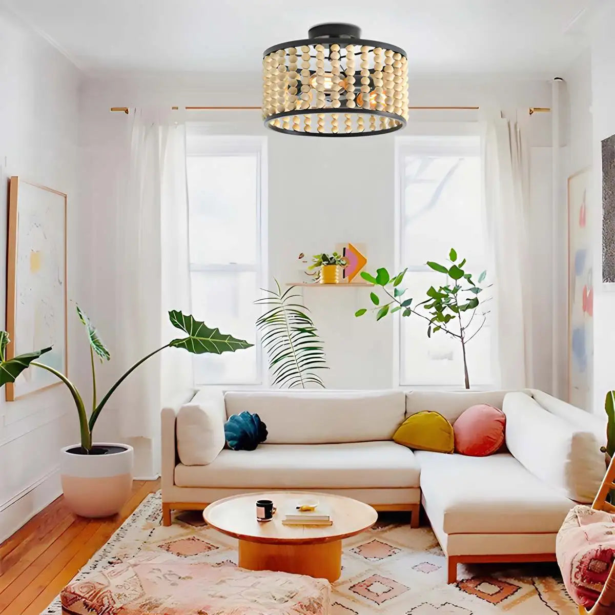 Retro Wooden Bead Chandelier for Dining Room – detail 46