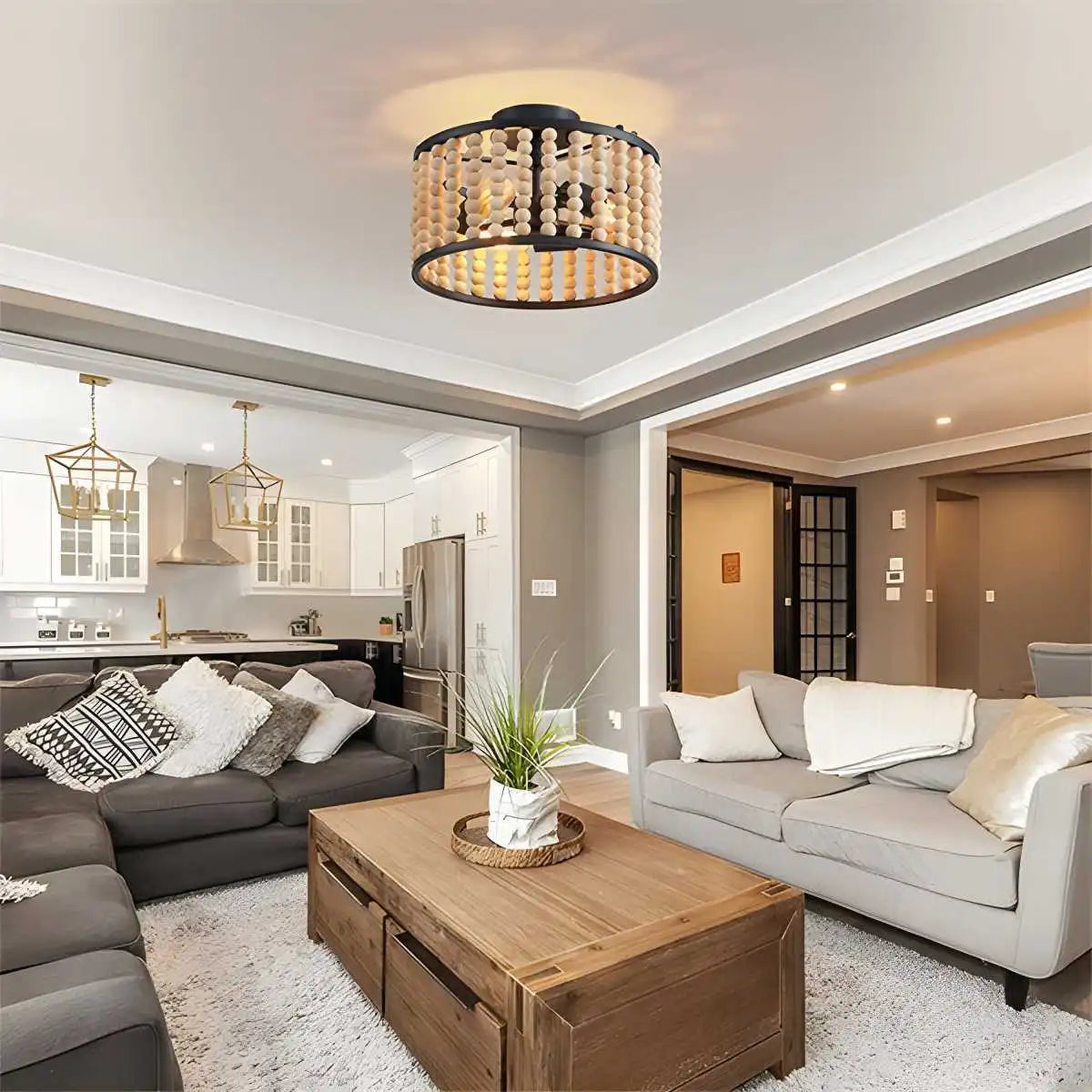 Retro Wooden Bead Chandelier for Dining Room – detail 47