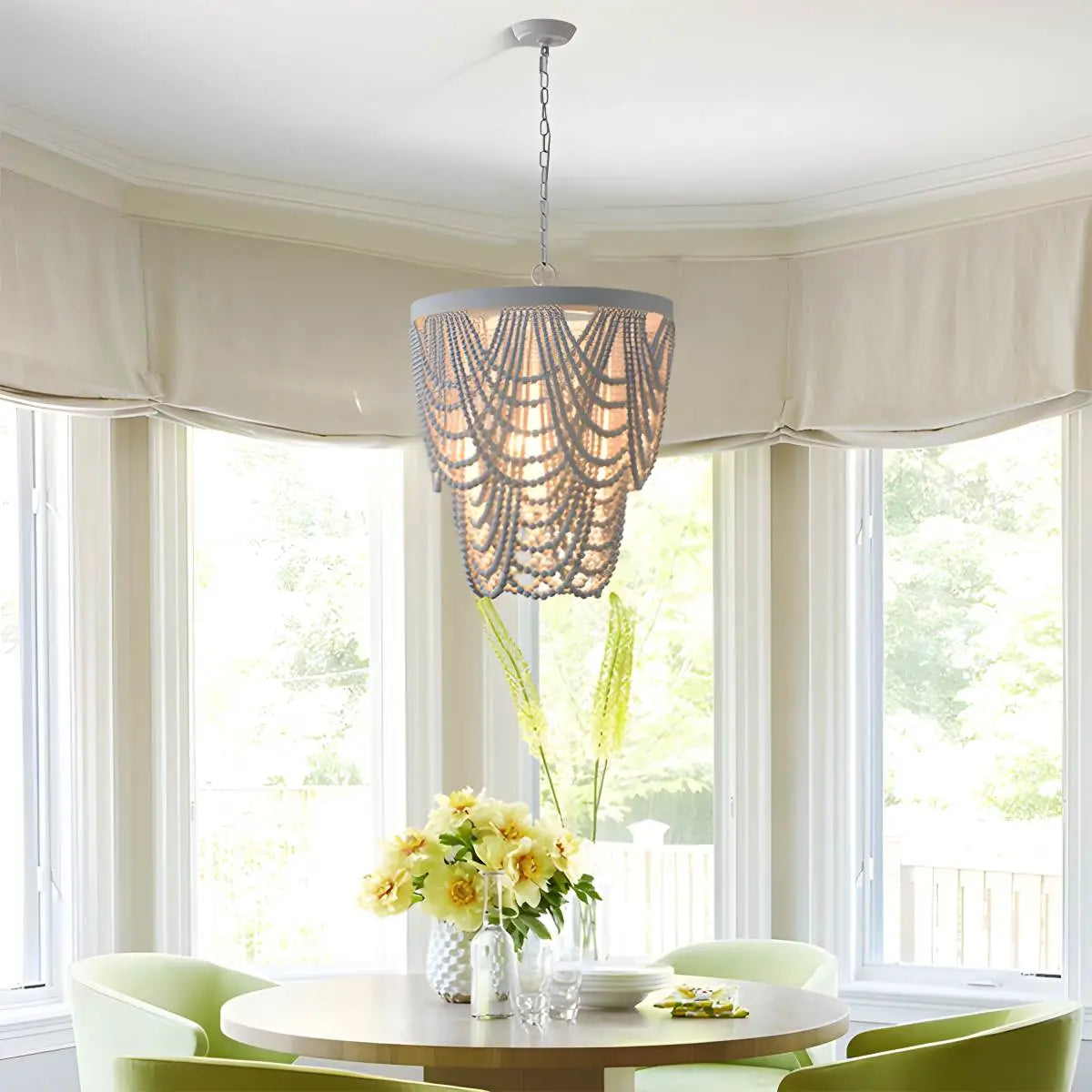 Retro Wooden Bead Chandelier for Dining Room – detail 5