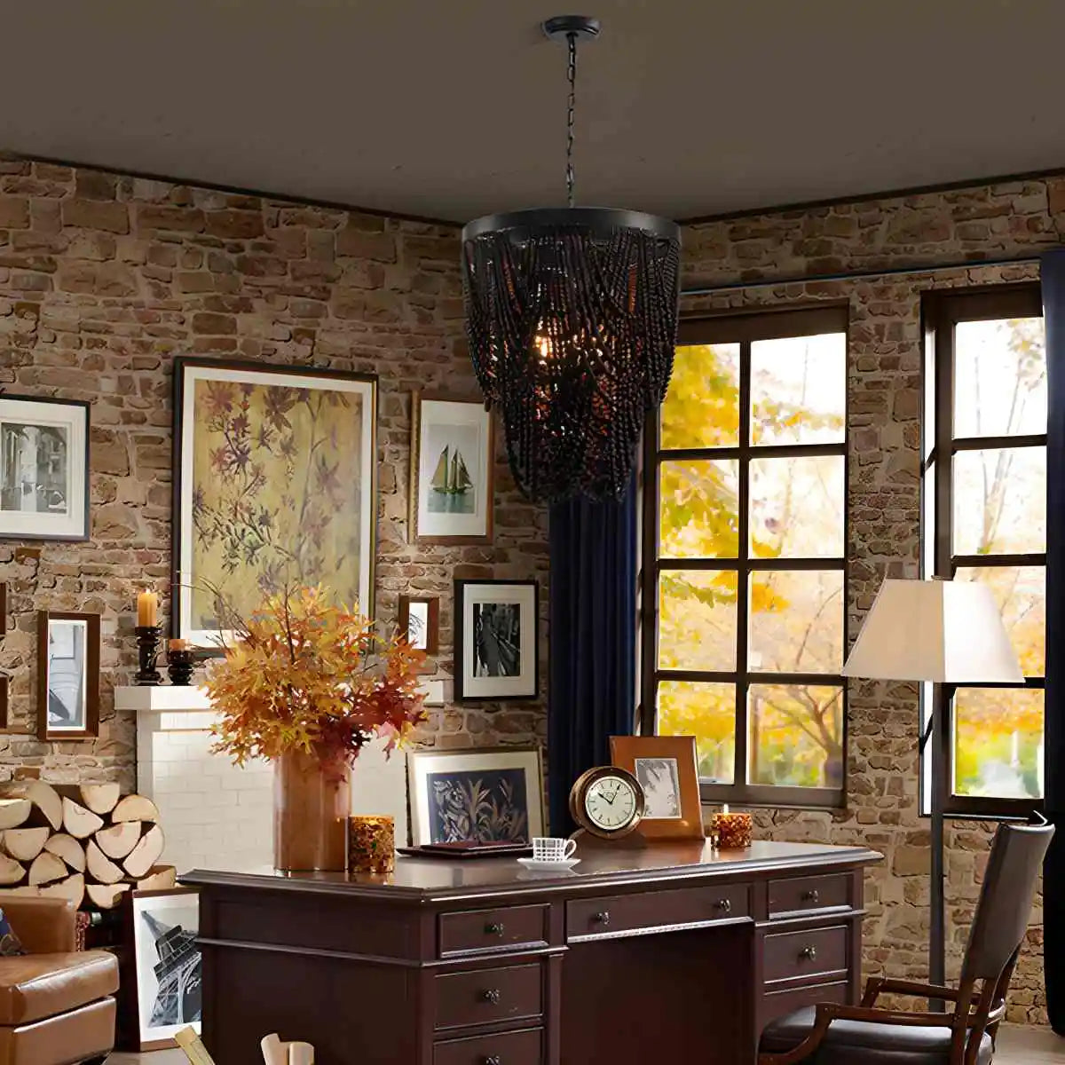 Retro Wooden Bead Chandelier for Dining Room – detail 8