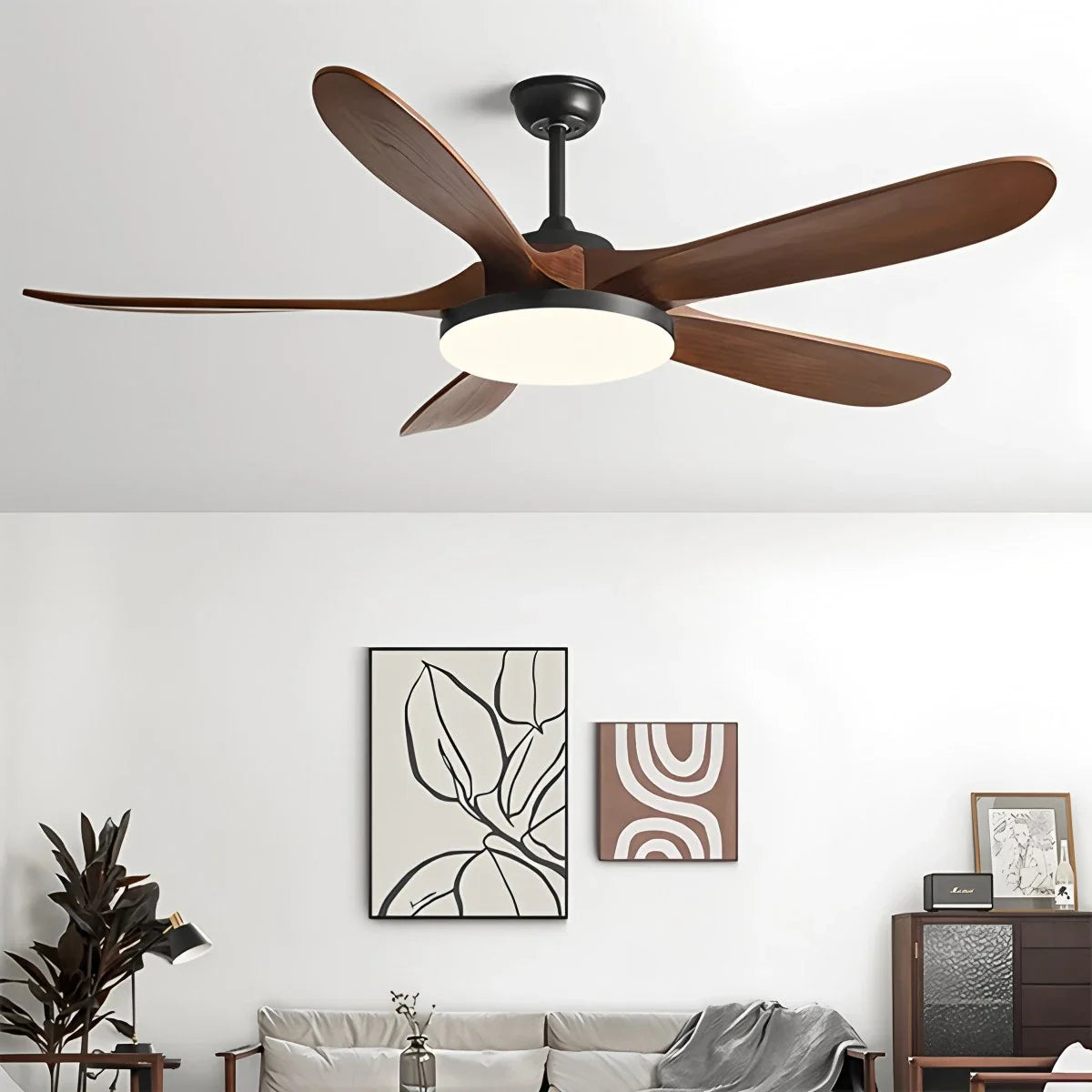 5-Leaf Wood Ceiling Fan Light – Wood detail 2