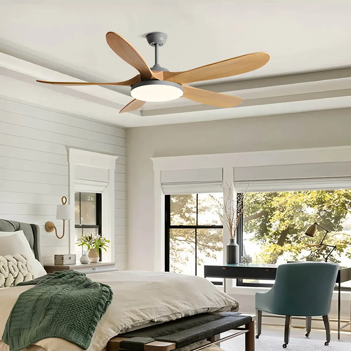 5-Leaf Wood Ceiling Fan Light – Wood detail 23