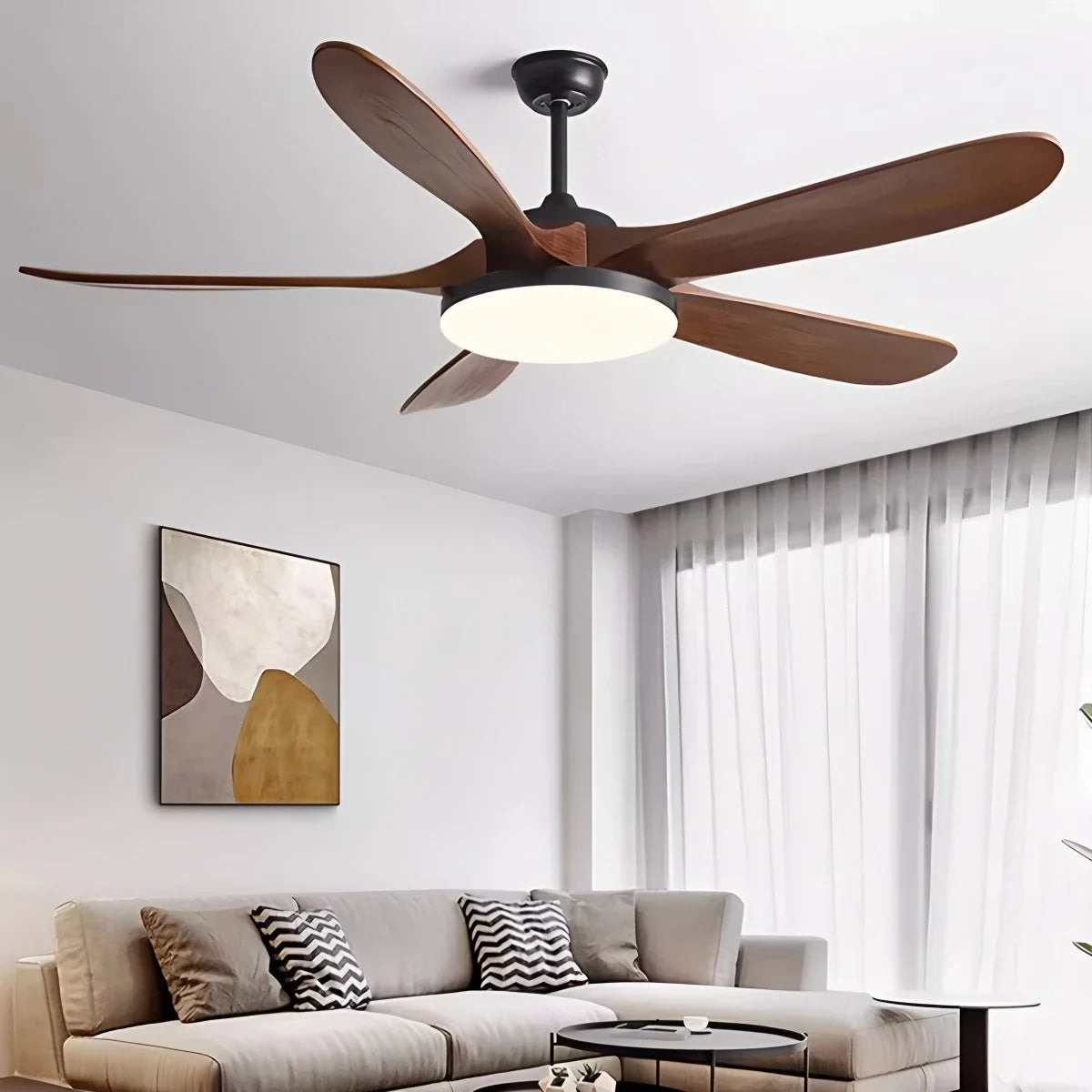5-Leaf Wood Ceiling Fan Light – Wood detail 4