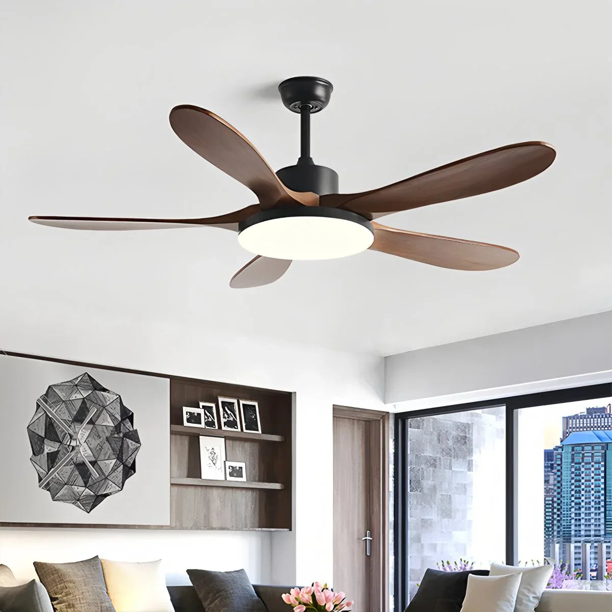 5-Leaf Wood Ceiling Fan Light – Wood detail 5