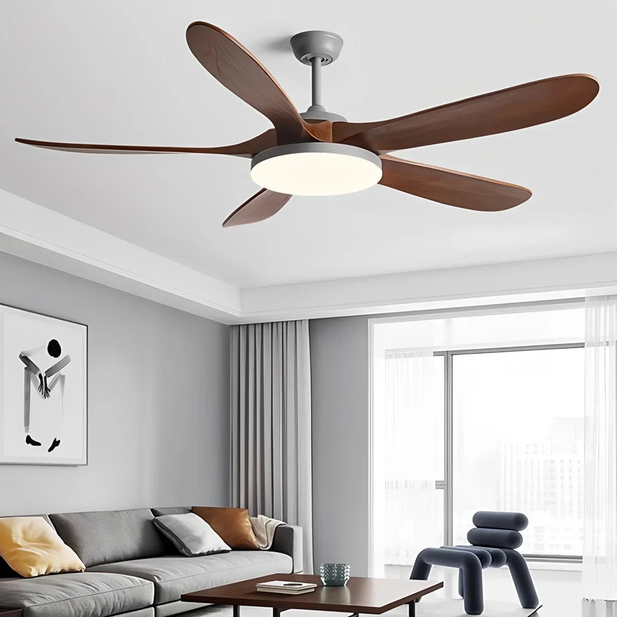 5-Leaf Wood Ceiling Fan Light – Wood detail 9