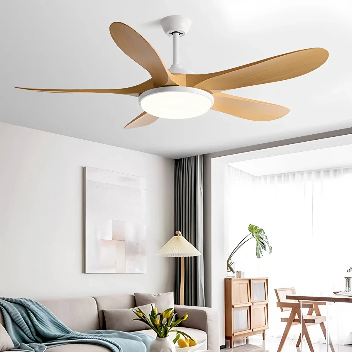 5-Leaf Wood Ceiling Fan Light – Wood detail 15
