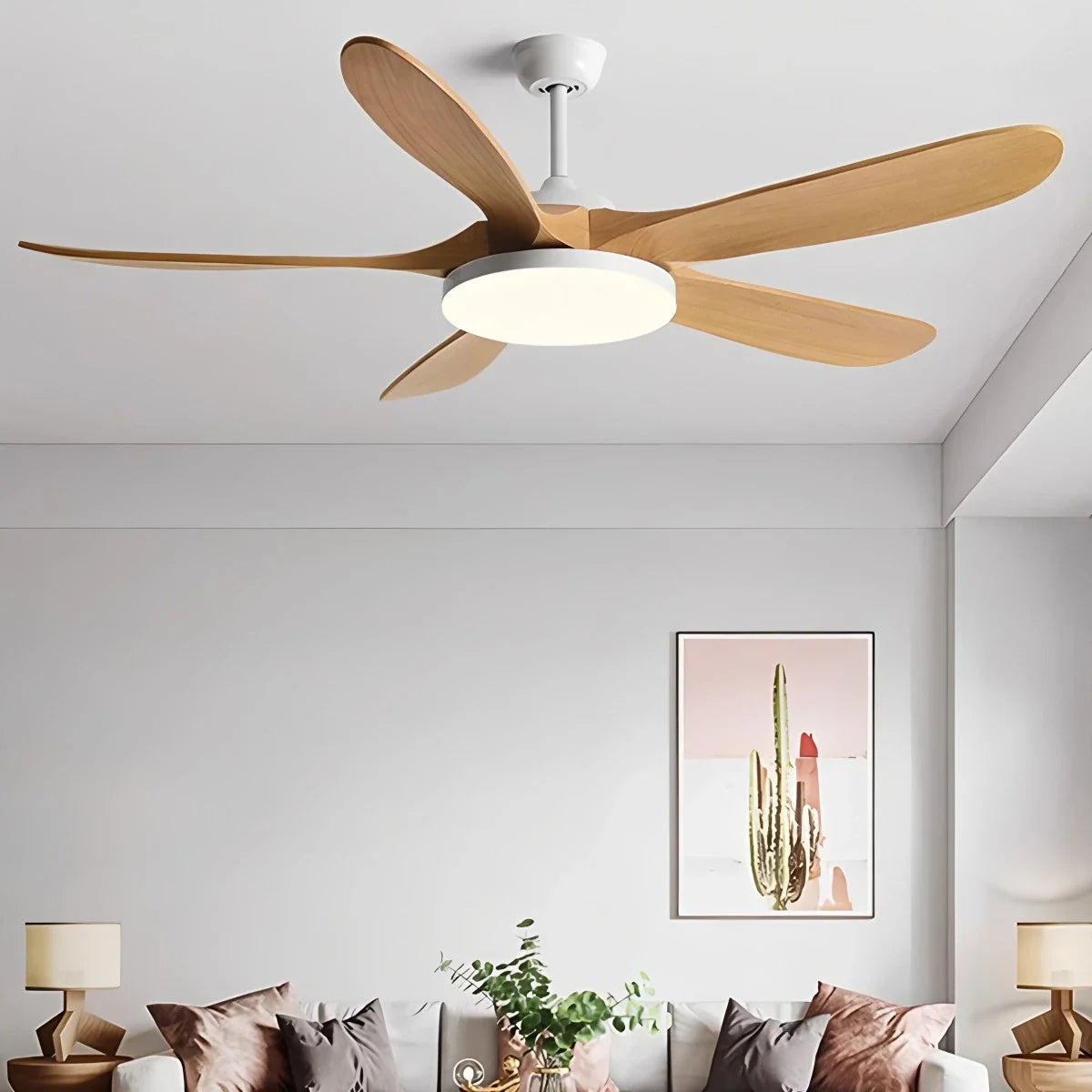 5-Leaf Wood Ceiling Fan Light – Wood detail 16