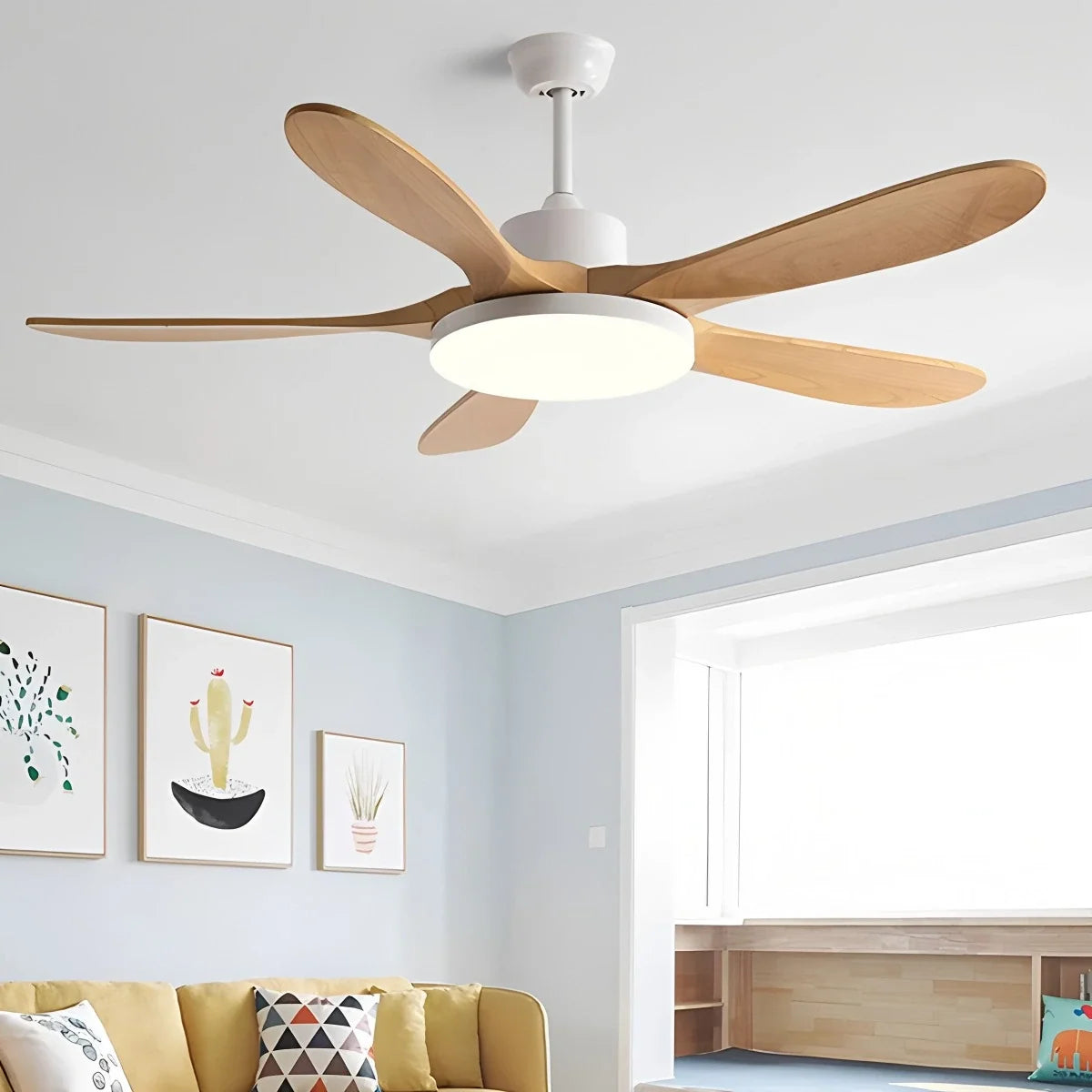 5-Leaf Wood Ceiling Fan Light – Wood detail 17