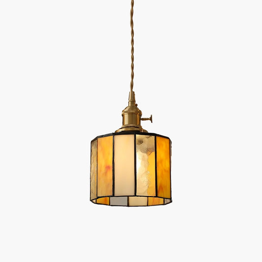 Vintage Brass Glass Pendant Light