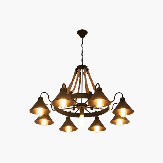Vintage Industrial Rope Chandelier for Dining Area