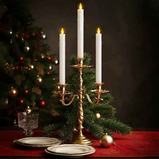 White Drip Flameless Taper Candle 24 Pack × 16 Flameless Candle