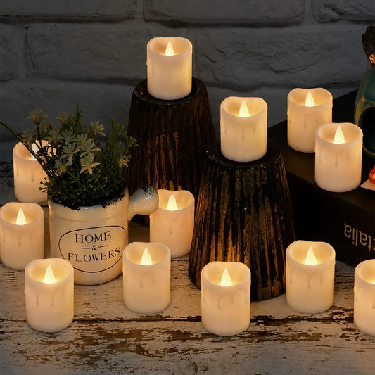 White Drip Flameless Votive Candles 12 Pack × 36 Flameless Candle