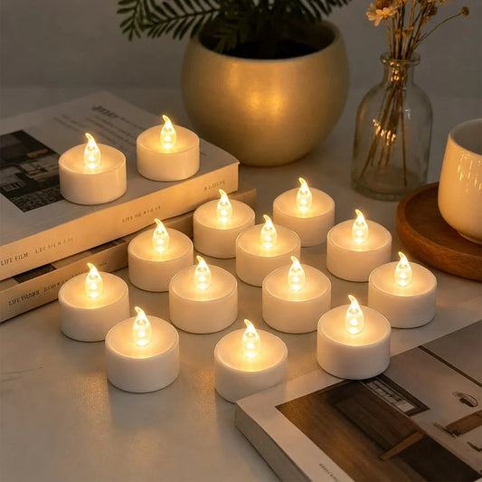 White LED Flameless Candle Tealights 100 Pack × 18 Flameless Candle