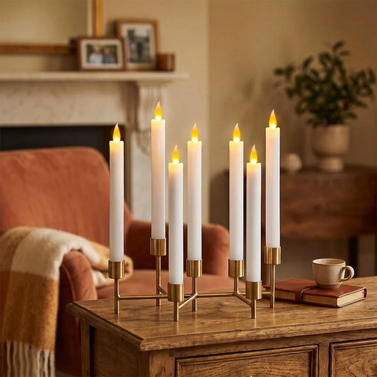 White Smooth Flameless Taper Candle 24 Pack × 16 Flameless Candle