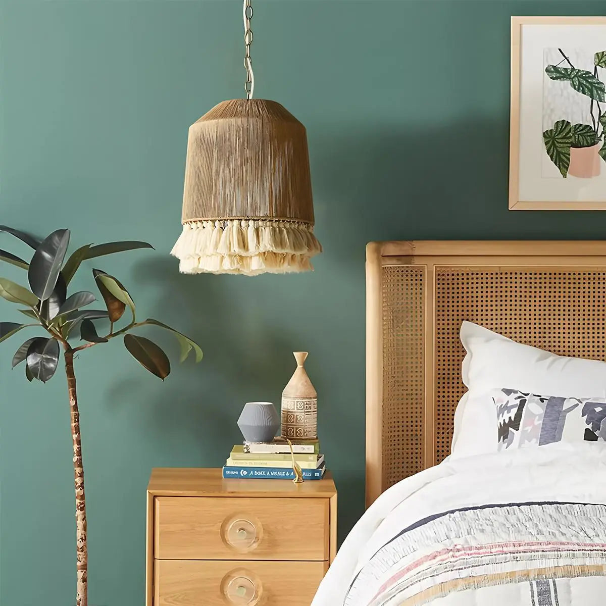 Boho Vintage Twine Fringe Pendant Light – detail 9