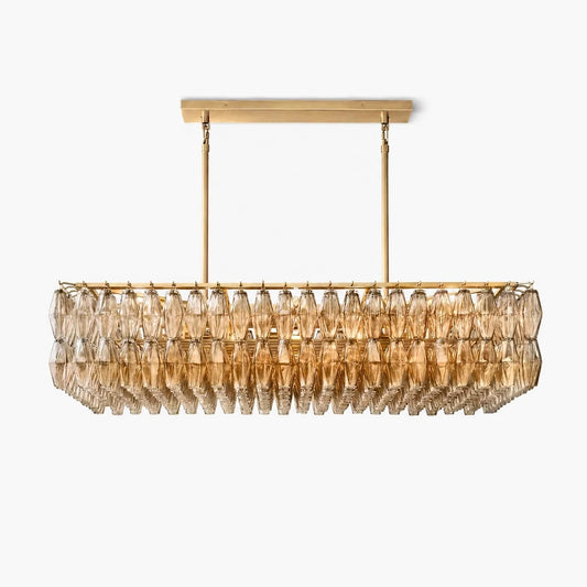 Chiara Glass Tiered Rectangular Chandelier