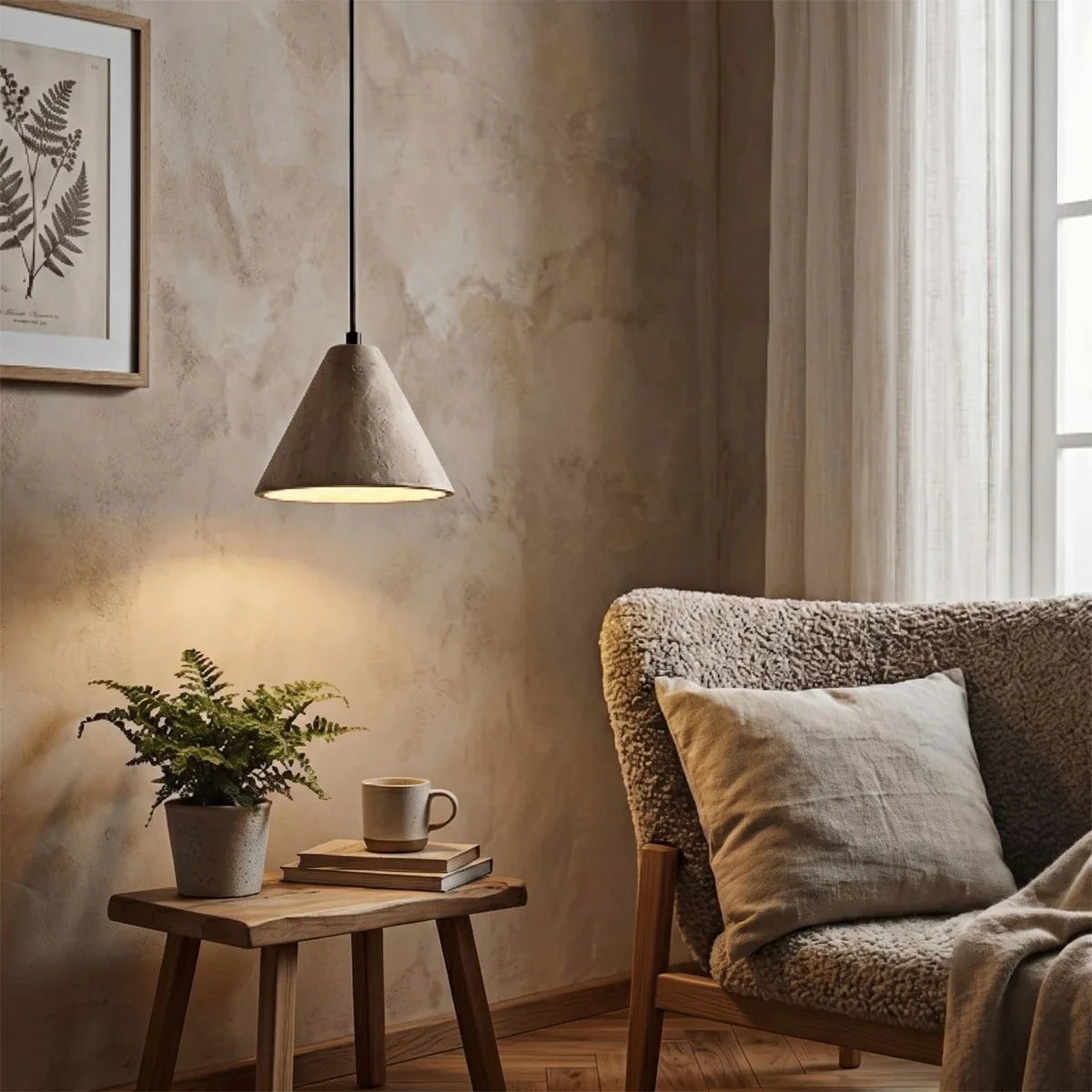 Conical Travertine Pendant Light