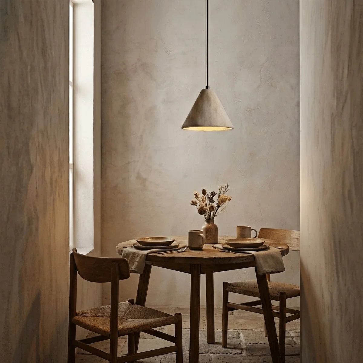 Conical Travertine Pendant Light – Travertine detail 3