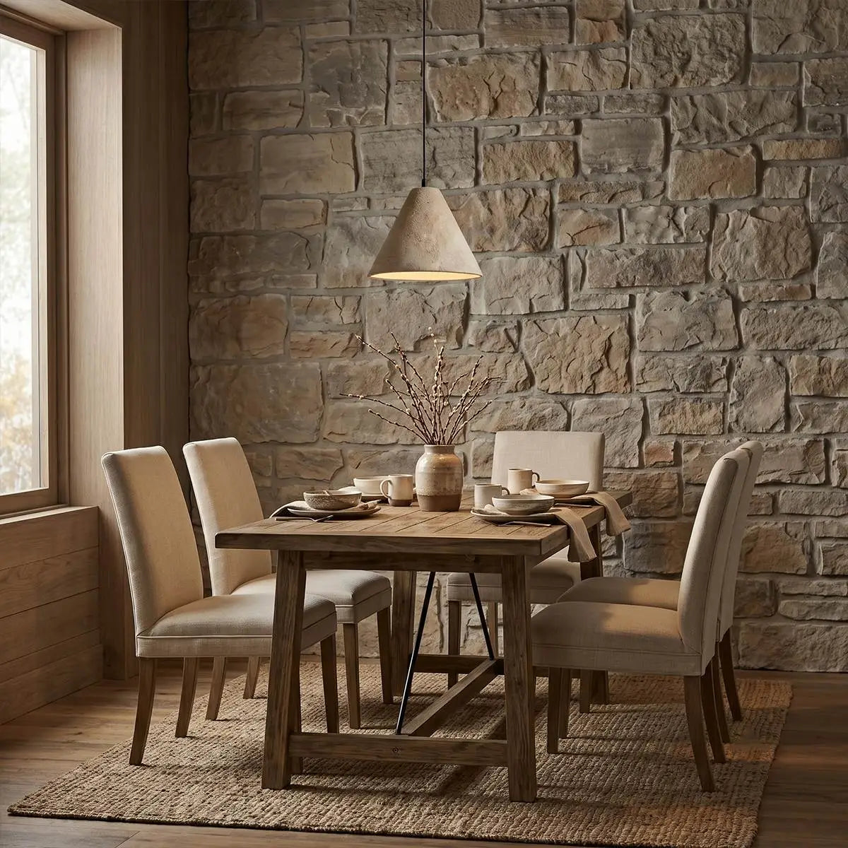 Conical Travertine Pendant Light – Travertine detail 6
