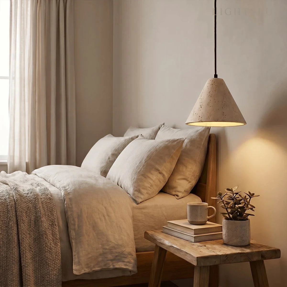 Conical Travertine Pendant Light – Travertine detail 7