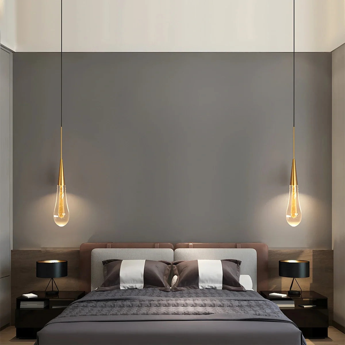Drop Crystal Chrome Pendant Light for Bedroom – Crystal detail 6