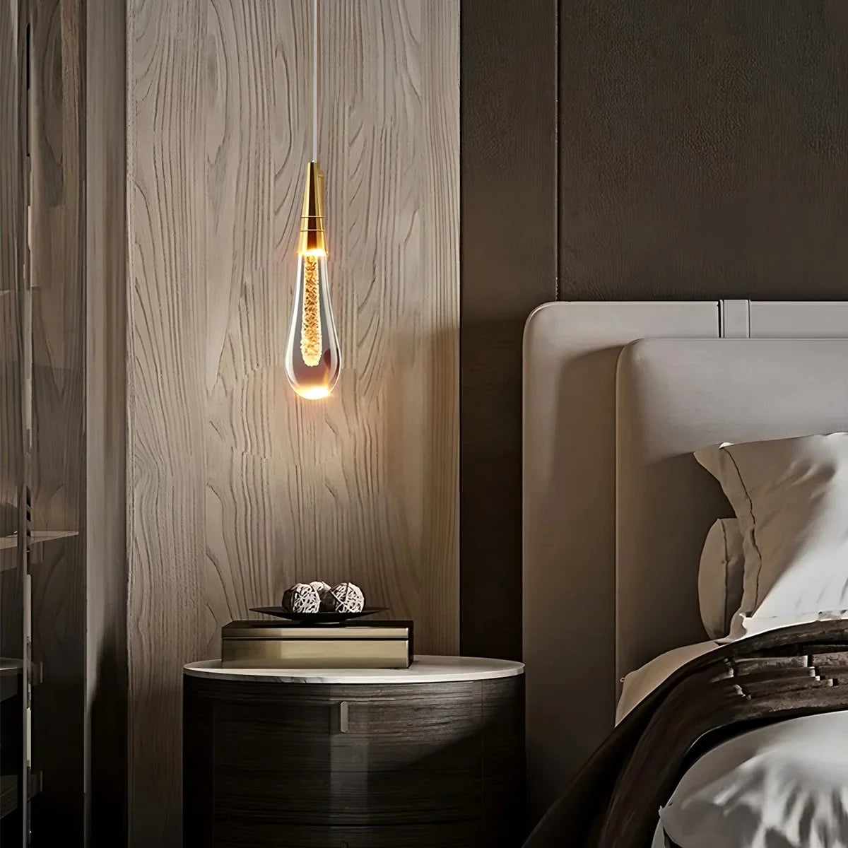 Drop Crystal Chrome Pendant Light for Bedroom – Crystal detail 5