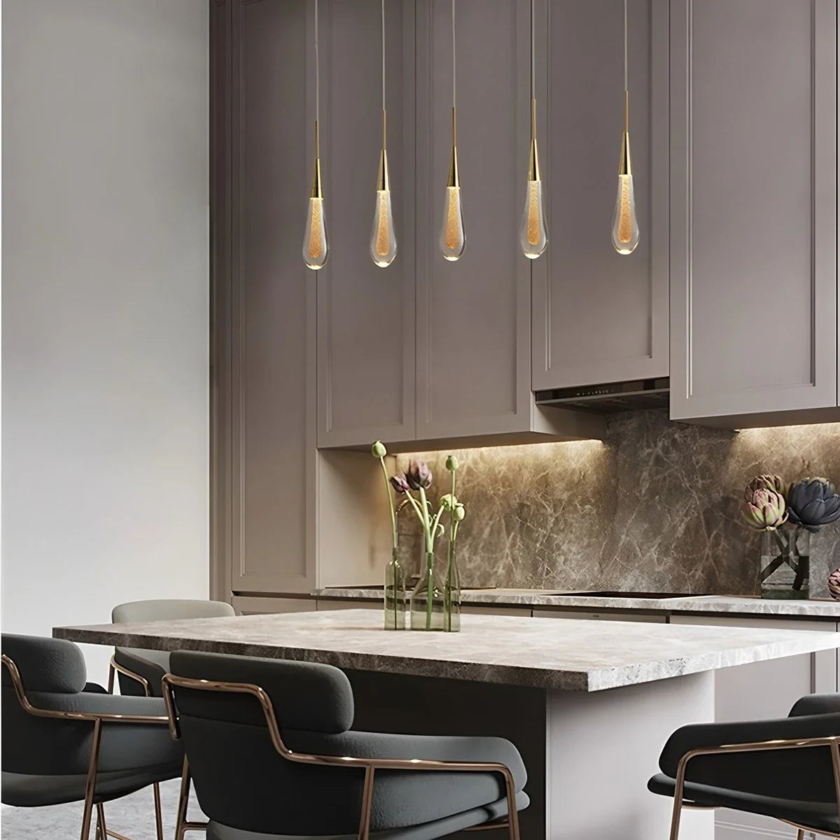 Drop Crystal Chrome Pendant Light for Bedroom – Crystal detail 24