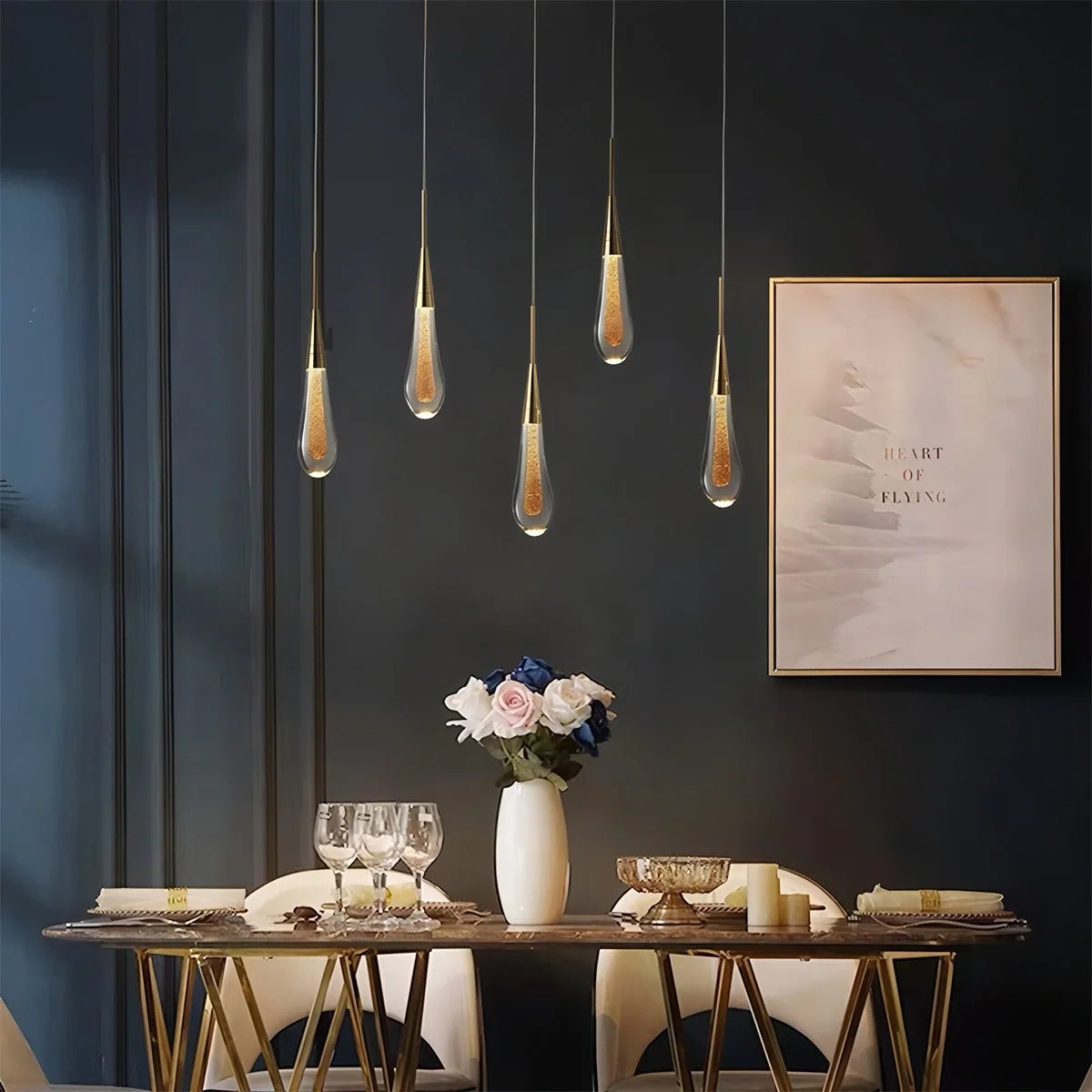 Drop Crystal Chrome Pendant Light for Bedroom – Crystal detail 23