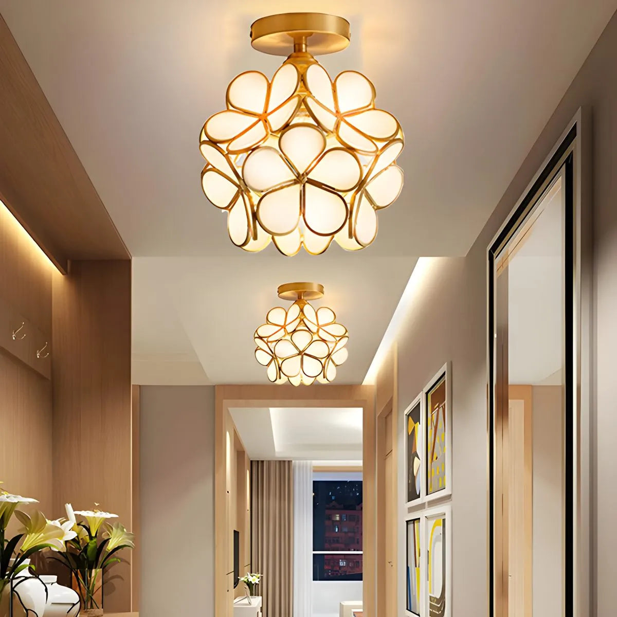 European Style Copper Glass Ceiling Lamp-E – Glass detail 16