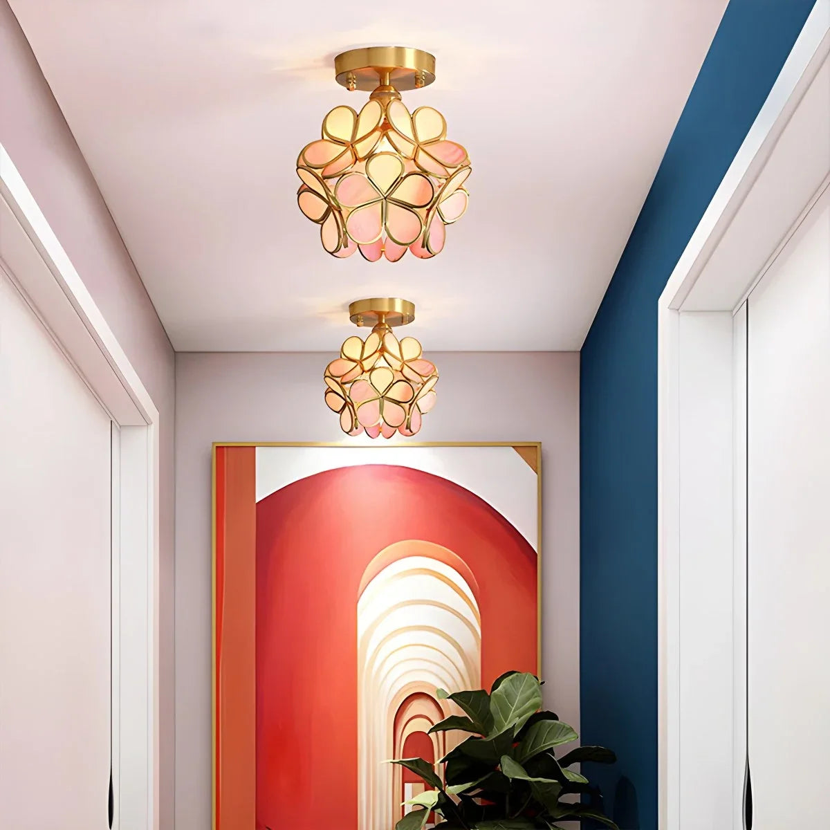European Style Copper Glass Ceiling Lamp-E – Glass detail 20