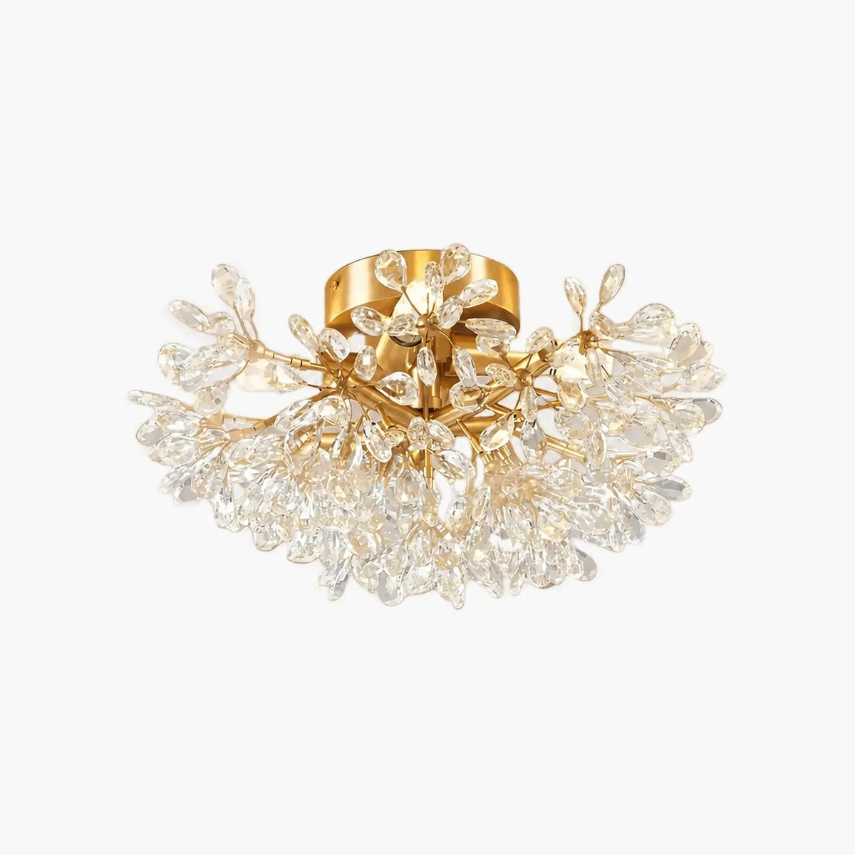 French Semi-Flush Brass Crystal Ceiling Light – Crystal detail 2