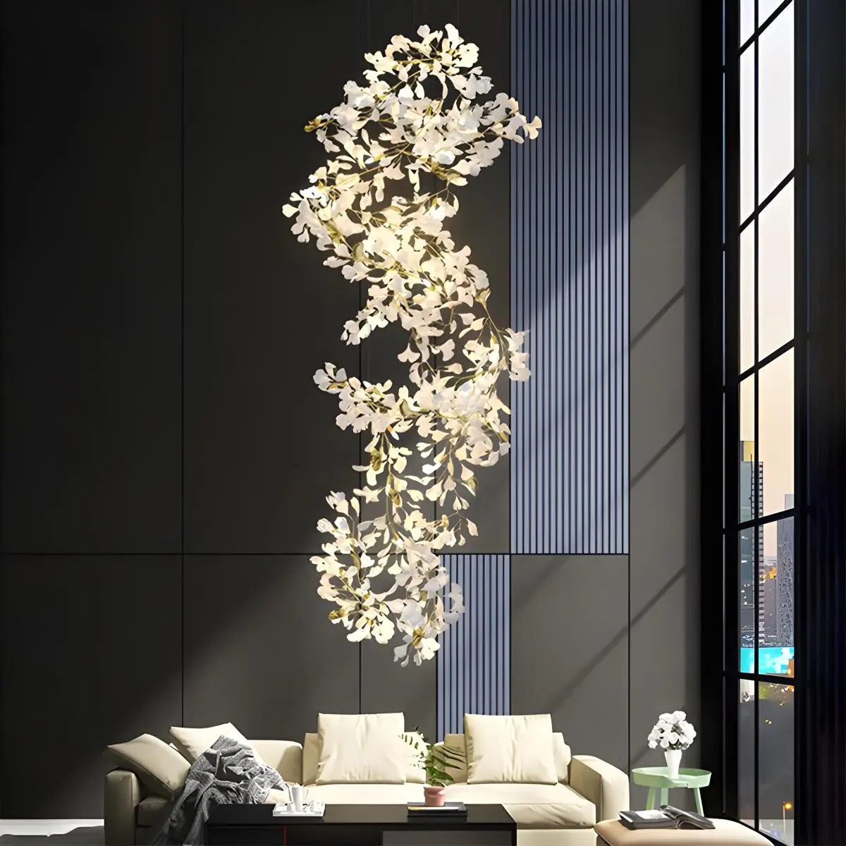 Large Ginkgo Leaf Chandelier – detail 9