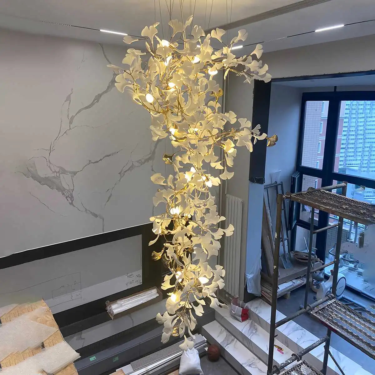 Large Ginkgo Leaf Chandelier – detail 6