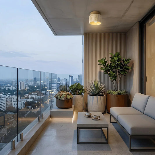 Minimalist Cylinder Travertine Ceiling Light