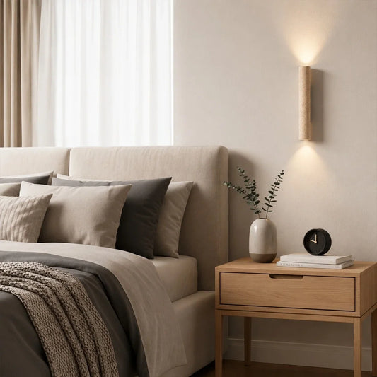 Minimalist Yellow Travertine Cylindrical Wall Lamp