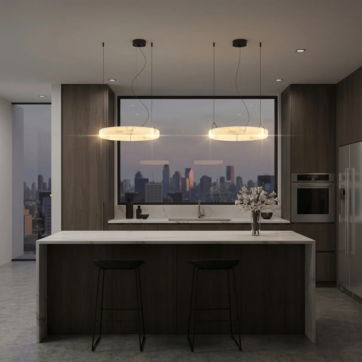 Modern Alabaster Ring Chandelier – Alabaster detail 5