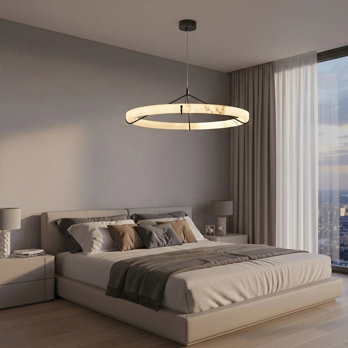 Modern Alabaster Ring Chandelier – Alabaster detail 18